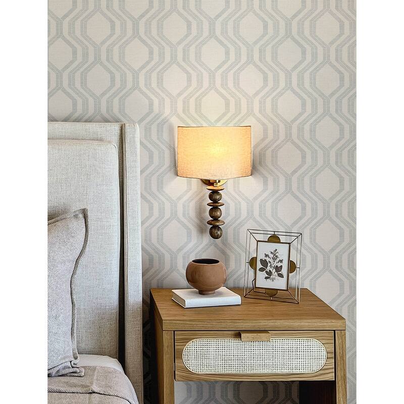 A-Street Prints Burton Silver Modern Ogee Wallpaper