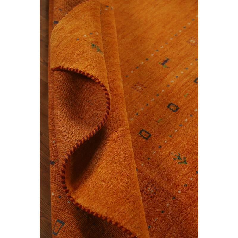Hand Knotted Oriental 100% Wool Carpet Tribal Tribal Oranges & Rust Gabbeh Area Rug - 7' 7'' X 5' 0''