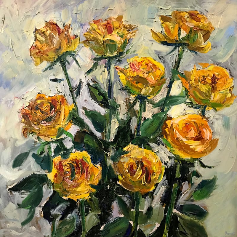 Summertime Roses Print on Wrapped Canvas