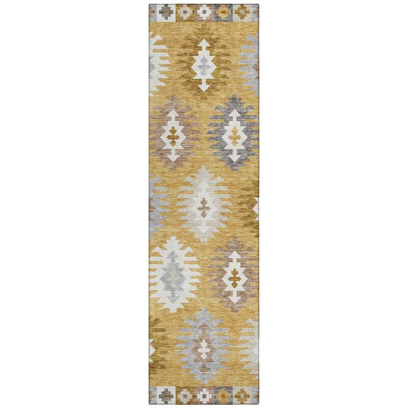 Machine Washable Indoor/ Outdoor Boho Tribal Chantille Rug