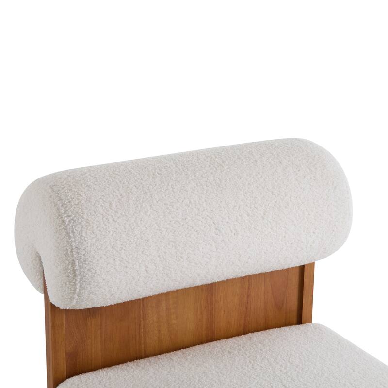 Boucle Lounge Chairs with Rolled Back (Set of 2)