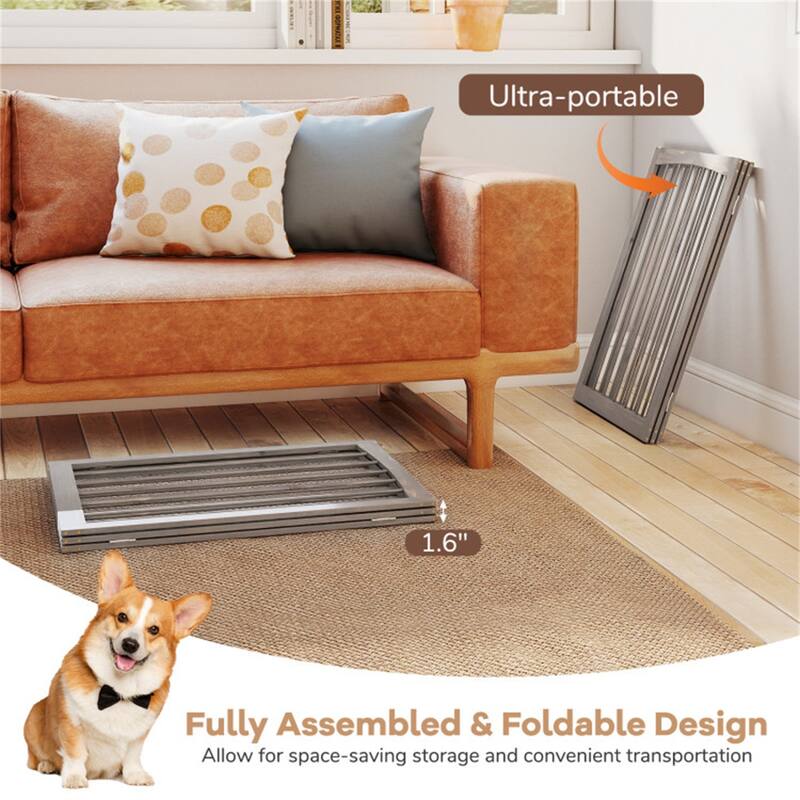 3 Panel Freestanding Wooden Dog Gate Pet Barrier for Doorways Kitchens or Bedrooms - 21" x 1.6" x 30"