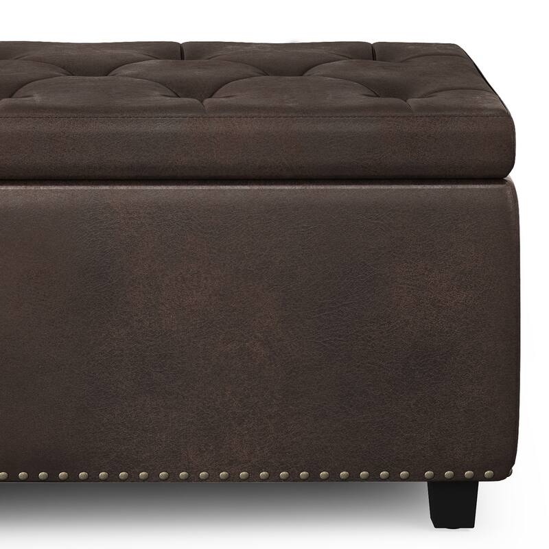 Modern Storage Ottoman for Living Room - Dark Brown