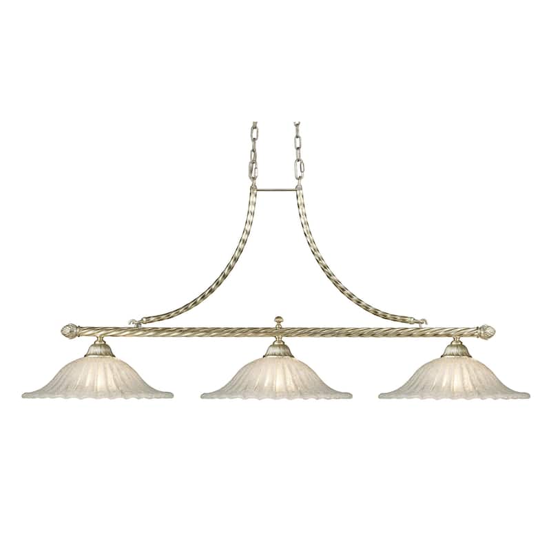 Bianco 54-inch Wide 3-Light Linear Chandelier in Silver Leaf