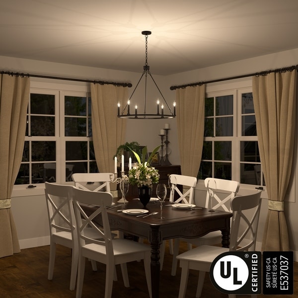 Acroma 6 light Farmhouse Rustic Round Wagon Wheel Chandelier with UL 23 On Sale Bed Bath Beyond 35386011