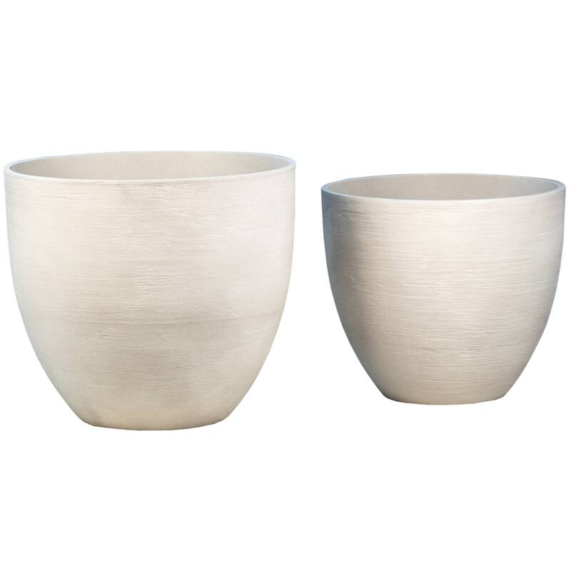 Belfast Fiber and Sand Composition Pot Planter, White (Set of 2)