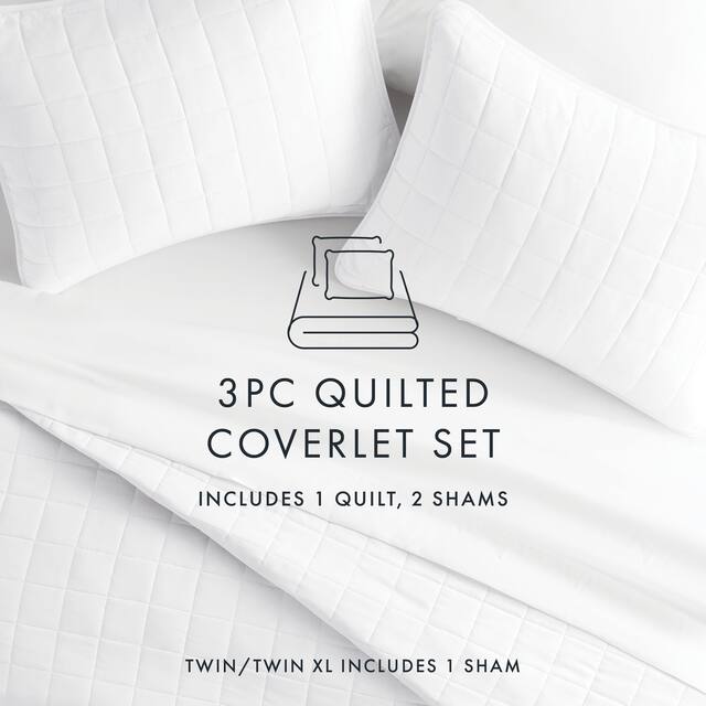Soft Essentials Premium Ultra Soft Square Quilted Coverlet Set
