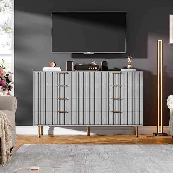 grey fluted dresser Modern Fluted Dresser with 4, 5, or 6 Drawers, Vertical Chest of Drawers  for Living Room,Bedroom Storage - On Sale - Bed Bath & Beyond