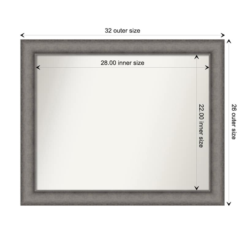 Burnished Concrete Non-Beveled Wood Framed Wall Mirror - Burnished Concrete - Glass Size 28x22