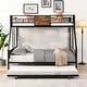preview thumbnail 1 of 5, Twin Over Full Metal Bunk Bed With Trundle 2 Side Ladder and Full-Length Guardrail Brown+Black
