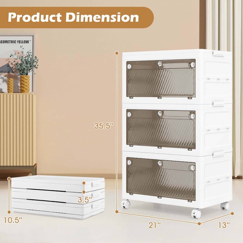 Costway 3/4-Tier Stackable Storage Bins 33-gal Collapsible Storage