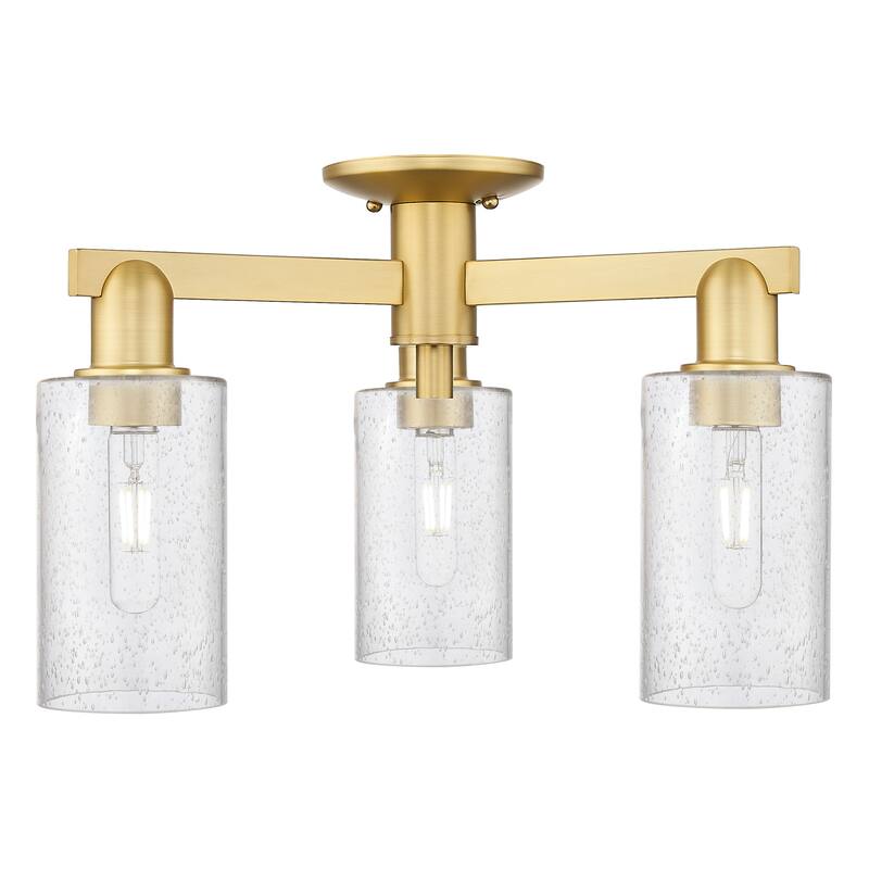 Innovations Lighting Endless Possibilities Arcadia - Clymer - 3 Light 21" Semi-Flush Mount - Satin Gold/Seedy