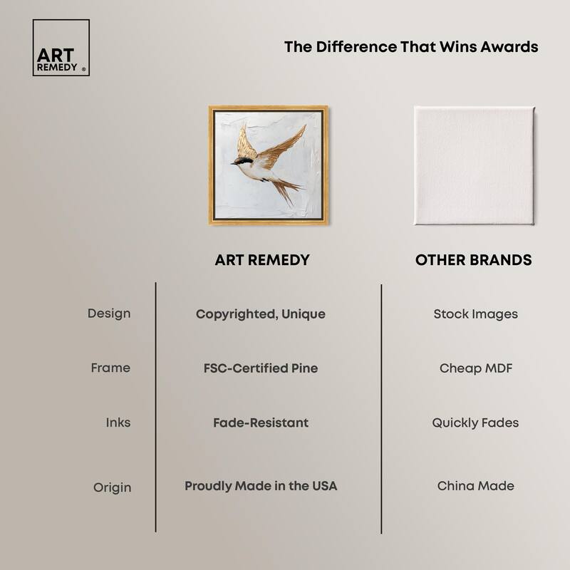 Simple Golden Swallow Canvas by Art Remedy