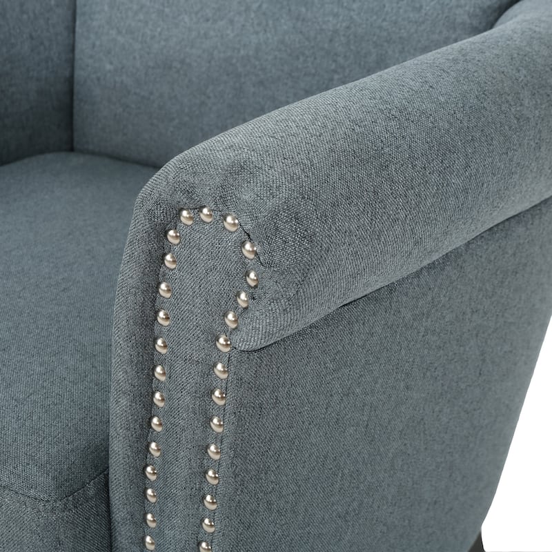 Brice Contemporary Scroll Arm Club Chair with Nailhead Trim by Christopher Knight Home