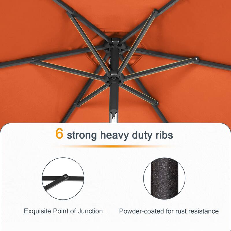 LIVOOSUN 6x9Ft LED Patio Umbrella Weather Resistant Table Umbrella