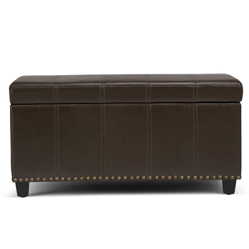 WYNDENHALL Megan 34 inch Wide Transitional Rectangle Storage Ottoman