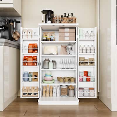 Futzca 47in Pantry Cabinet, Wooden Kitchen Storage Cabinets