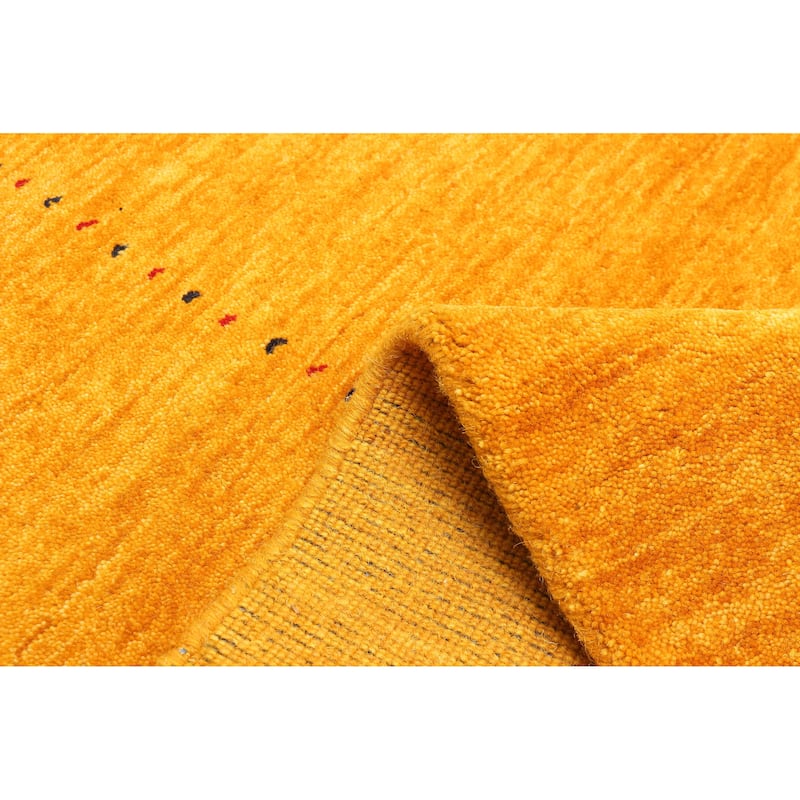 ECARPETGALLERY Hand Loomed Kashkuli Gabbeh Dark Gold Wool Rug - 4'11 x 8'0