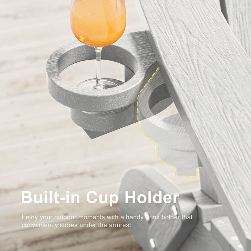 HDPE All-Weather Folding Adirondack Chair with Cup Holder