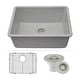 preview thumbnail 1 of 8, Lexicon Undermount Quartz 23 Inch Single Bowl Kitchen Sink Kit Galaxy White