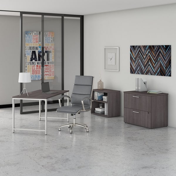 400 Series 60w Desk With Chair And Storage By Bush Business Furniture Overstock 31144688 Cherry Finish