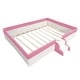 preview thumbnail 20 of 48, Upholstered Floor Bed Fence Bed Slat Platform Bed with Fence and Second Level Ladder, Anti-collision Frame for Kids Toddler