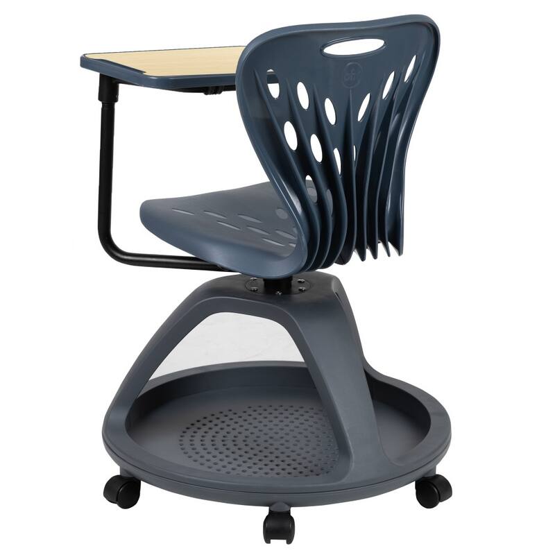 Mobile Desk Chair - 360-deg Tablet Rotation and Storage Cubby