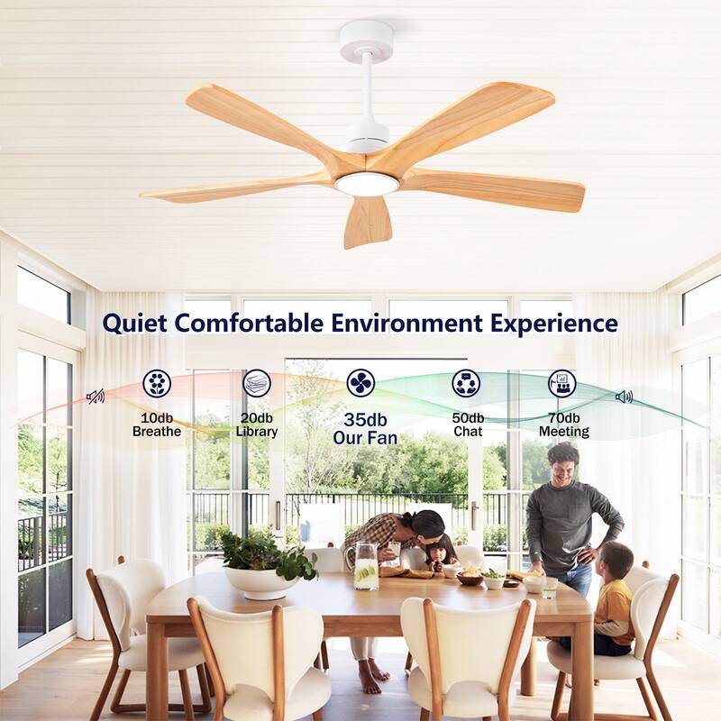 42/52 Inch Ceiling Fan,Electric Fan with Lights & Remote Control,Dimmable 3-Color LED