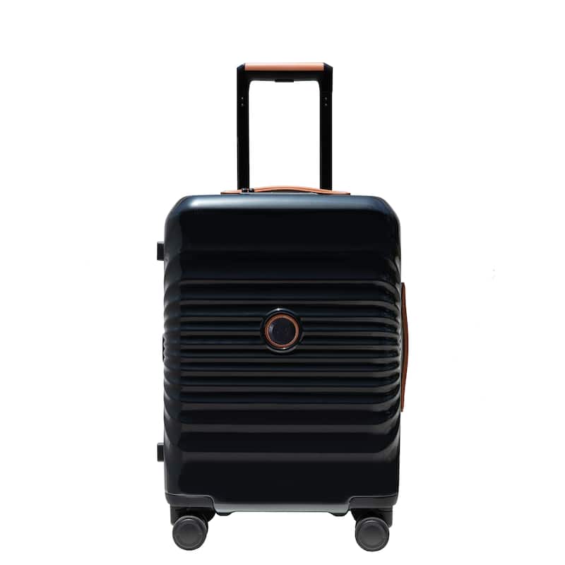 28" Luggage Lightweight Suitcase TSA Lock USB port Luggage Wheel lock Artificial leather Top handle Spinner Wheels - Black