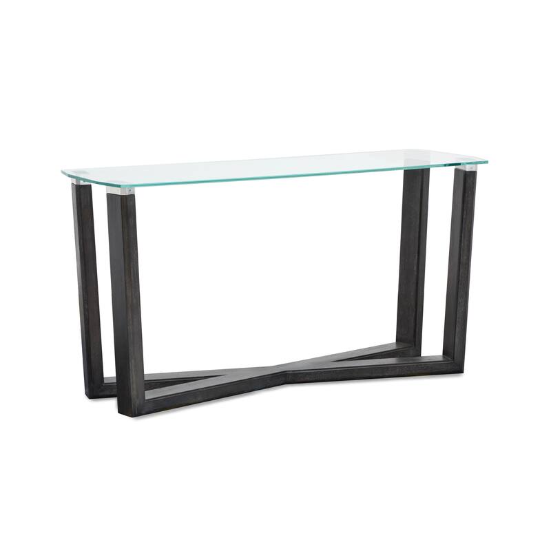 Magnussen Home Wexler Black Truffle And Clear Glass Rectangular Sofa Table - 56''W x 17''D x 28''H - 56''W x 17''D x 28''H