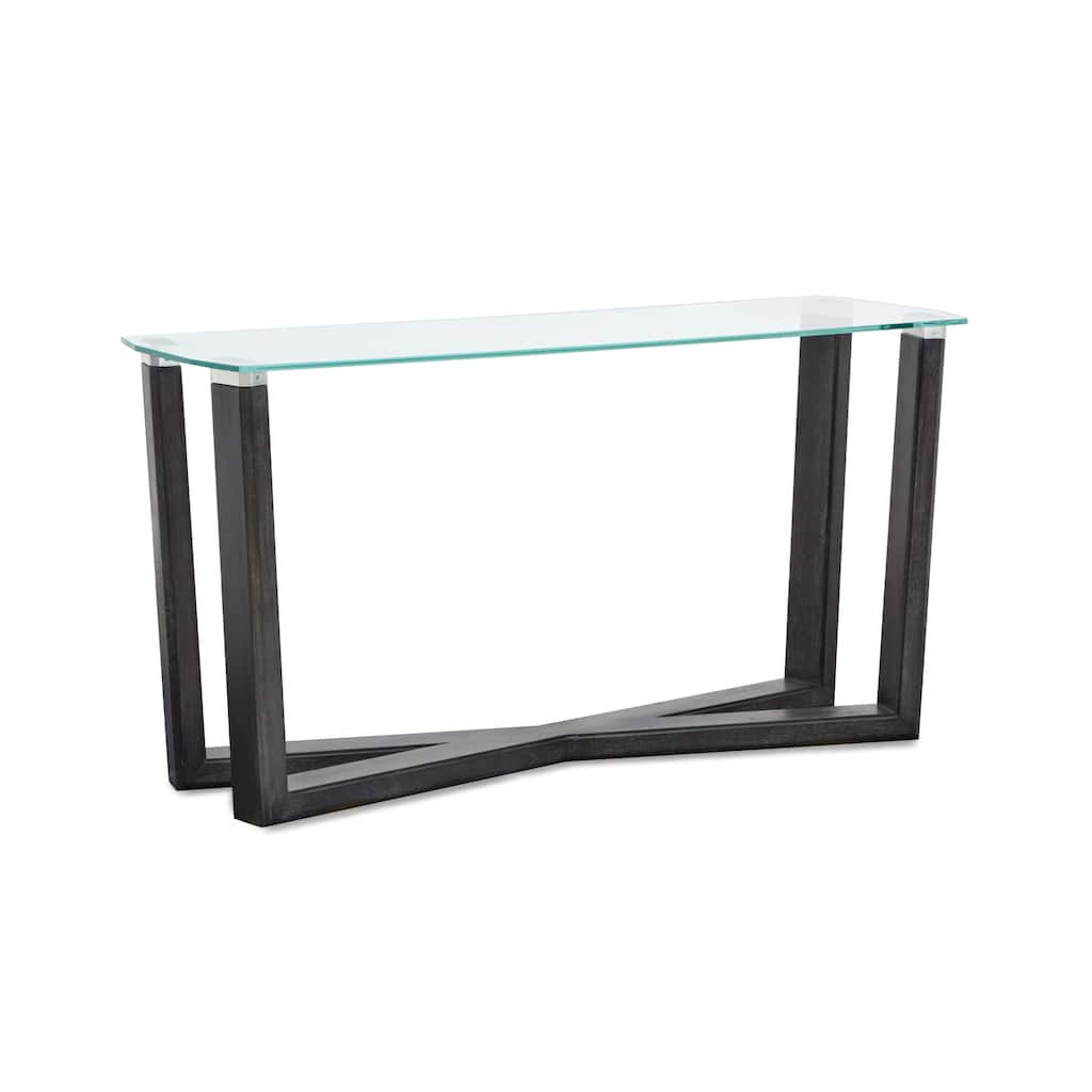 Magnussen Home Wexler Black Truffle And Clear Glass Rectangular Sofa Table - 56''W x 17''D x 28''H