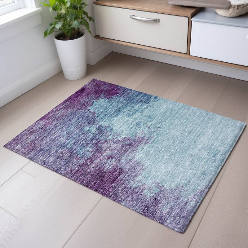 Premium Washable Super Soft Chic Modern Mayfield Rug - Sky - 1'8" x 2'6"