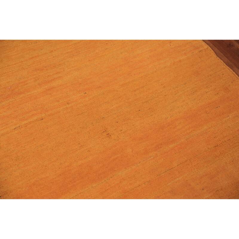 Gabbeh Modern Rug Hand-Knotted Striped Wool Carpet - 3'5" x 4'11"