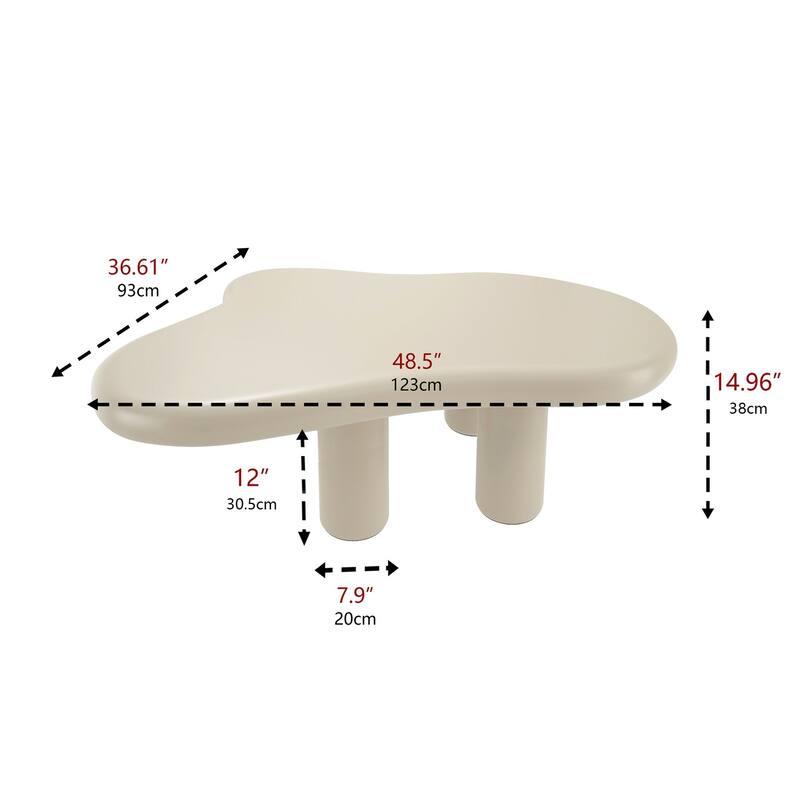 48.5 In Fiberglass Tabletop Modern Style Cloudy Shape End Table