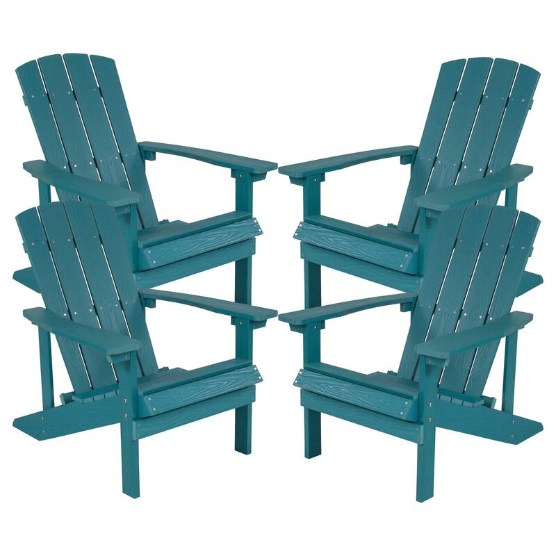 All-weather Poly Resin Wood Outdoor Adirondack Chair (Set of 4) - Sea Foam