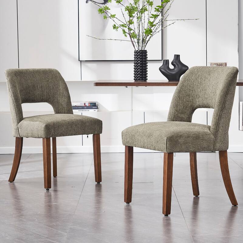 Dining Chairs Set of 2/4/6,Fabric Upholstered Kitchen Chairs with Wood Legs - Set of 2 - Green