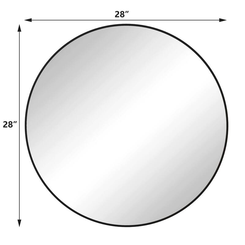 28" Wall Mounted Black Circular Mirror Metal Framed Mirror
