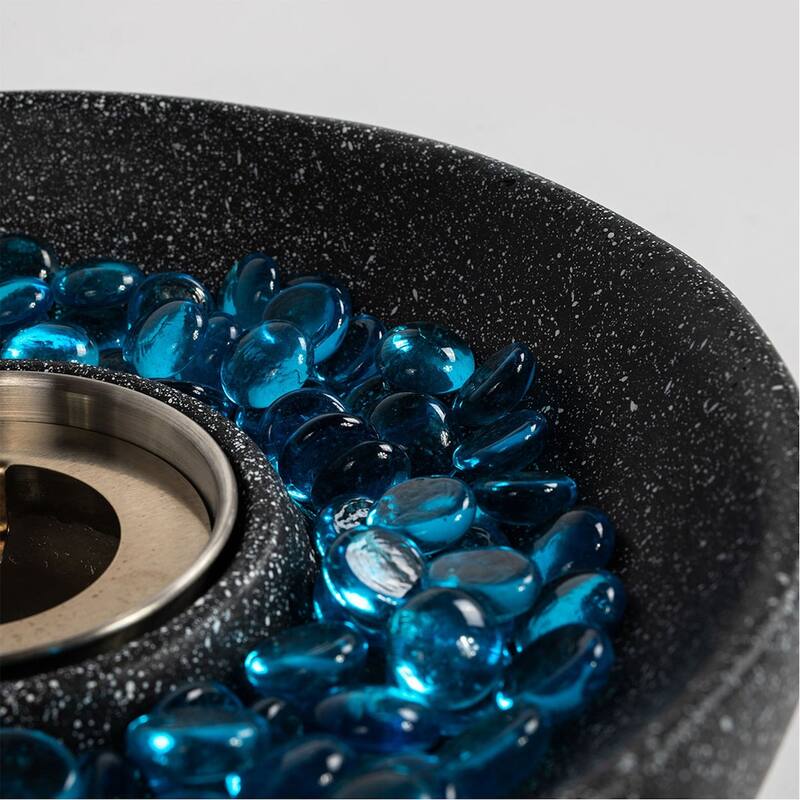 10.63 in. W x 10.63 in. D x 5.12 in. H Round Concrete Gel Outdoor Fire Pit in Black