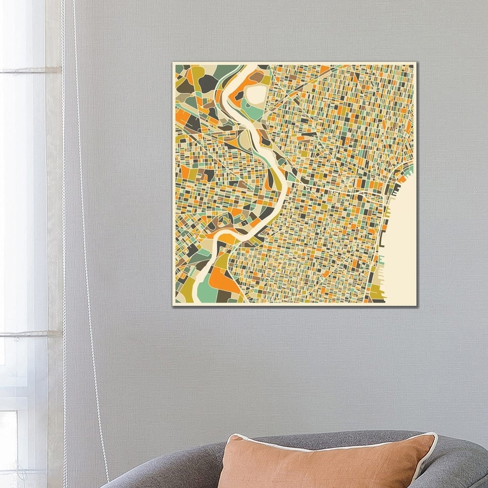 iCanvas "Abstract City Map of Philadelphia" by Jazzberry Blue Canvas Print