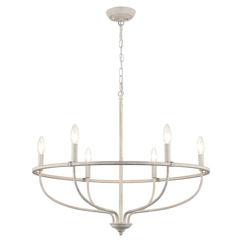 6-Light Circle Candlestick Hanging Linear Chandelier Lighting Island Chandelier Fixture for Kitchen Island
