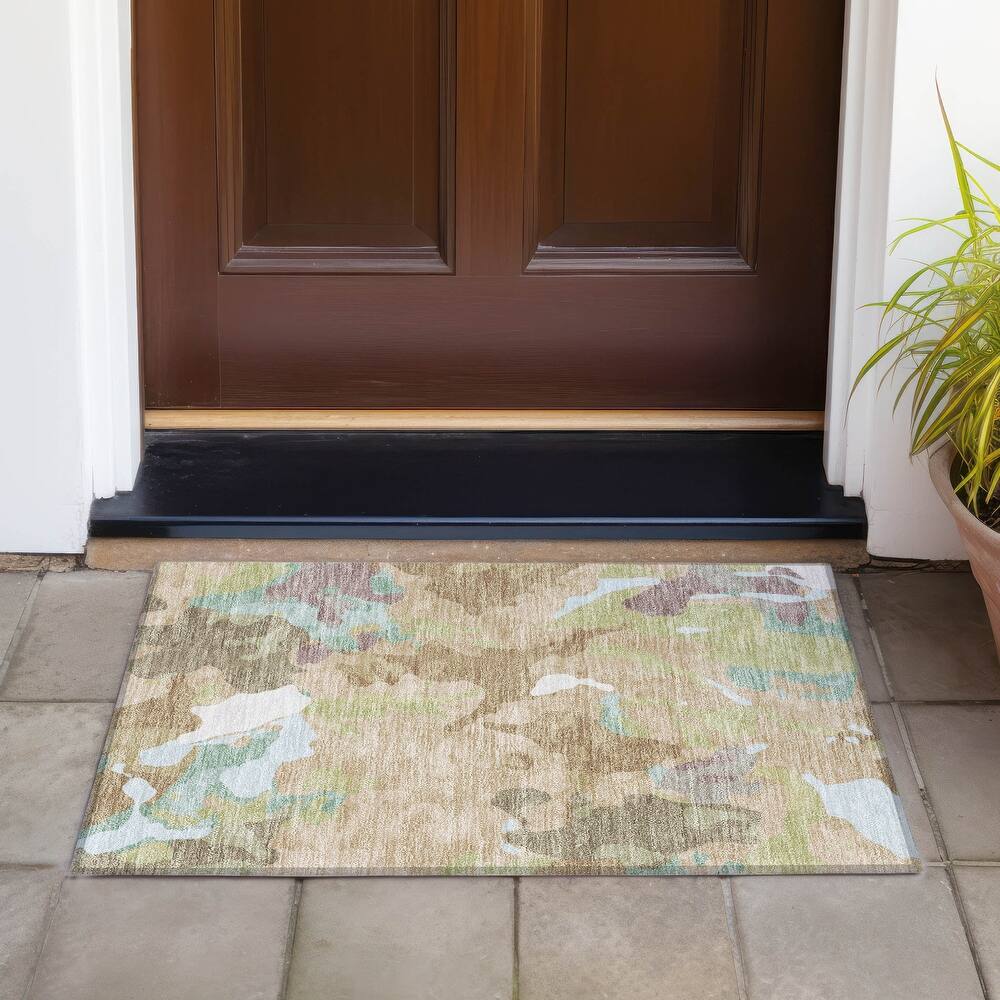 Machine Washable Indoor/Outdoor Modern Brushstrokes Chantille Rug