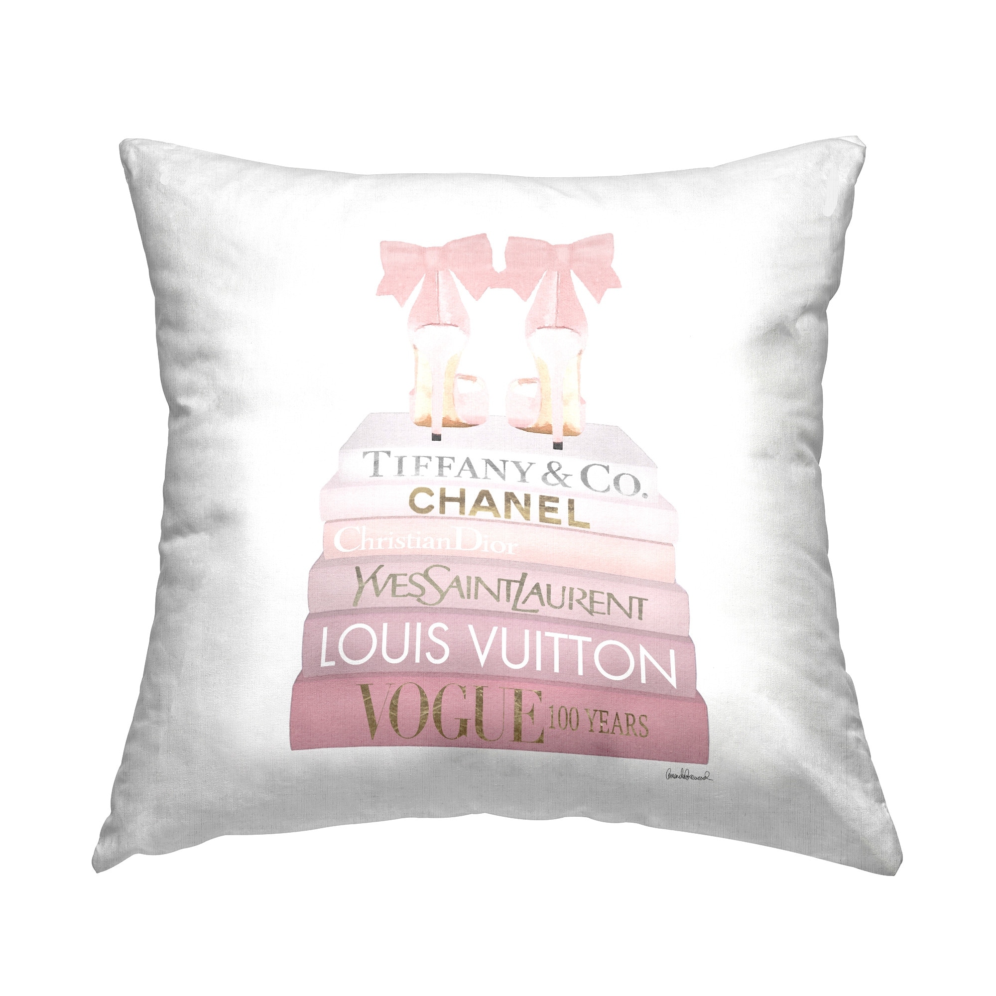 Stupell Industries Pastel Pink Bow Heels Glam Fashion Bookstack Printed Throw  Pillow by Amanda Greenwood - Bed Bath & Beyond - 36645208