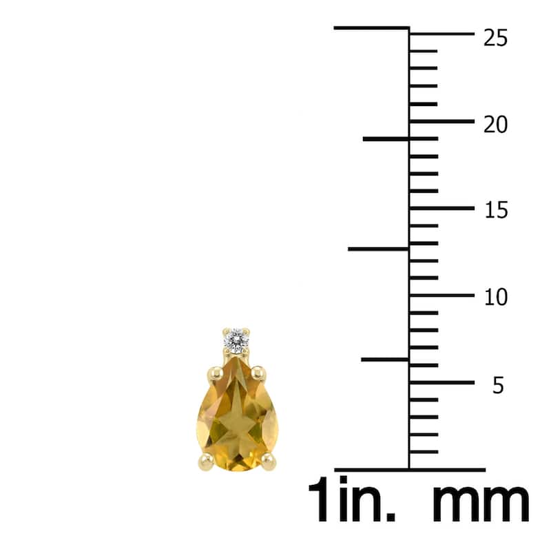 Marquee 14K Yellow Gold 8x6MM Pear Citrine and Diamond Earrings