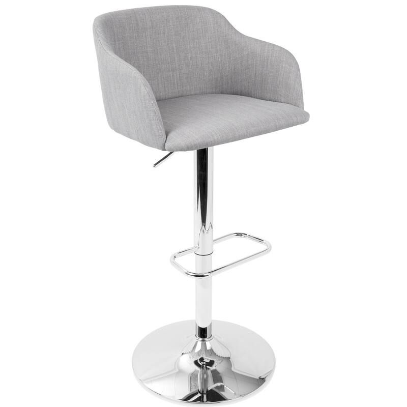 42" Light Gray Fabric Adjustable Swivel indoor Bar Stool
