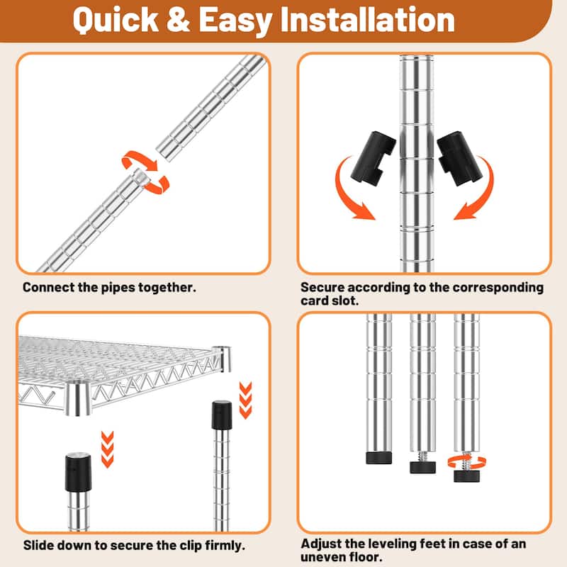 6 Tiers Storage Shelves Load 2100LBS, Metal Shelving Wire Metal Shelving Unit Shelves for Storage Adjustable Garage Shelving