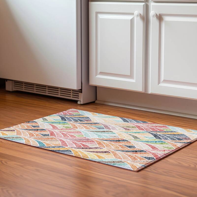 Premium Washable Super Soft Chic Mosaic Mayfield Rug - Orange - 1' 8" x 2' 6"