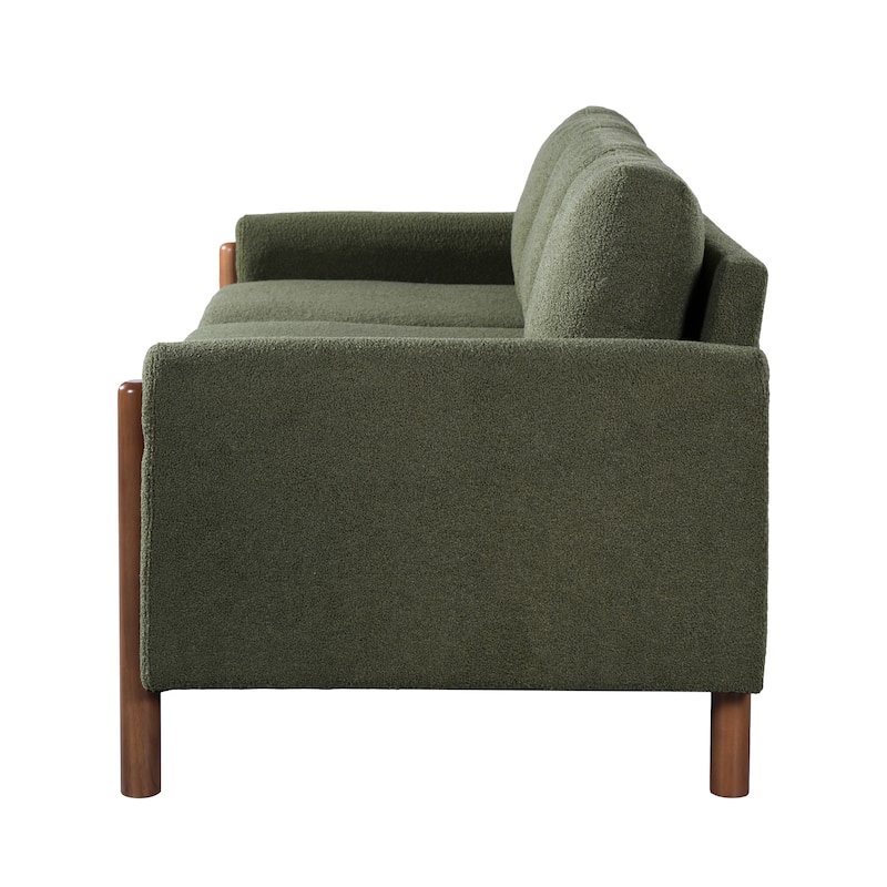 Christopher Knight Home - Adley Modern Upholstered 3-Seater Sofa with Curved Armrests and Solid Wood Legs