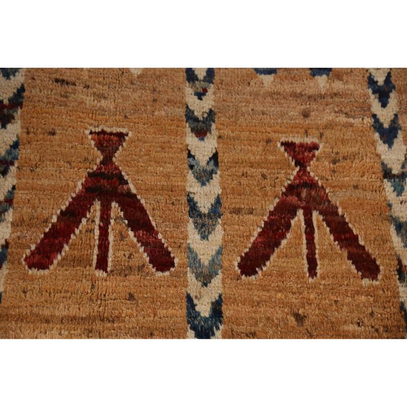 Geometric Tribal Moroccan Rug Hand-Knotted Multi-Color Wool Carpet - 6'9" x 9'7"