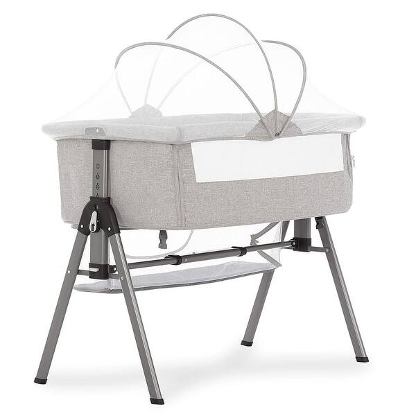slide 2 of 7, Dream On Me Lotus Bassinet & Bedside Sleeper in Grey Grey
