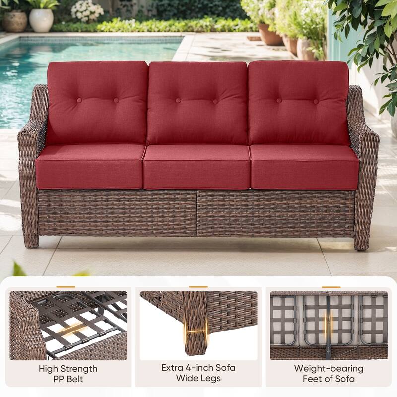 Pocassy Ptio 5 Piece Sofa Swivel Chair with Fire Pit Table